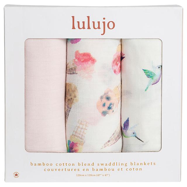 Lulujo - Bamboo Muslin Swaddle Blanket Pack of 3 - Pretty Pink