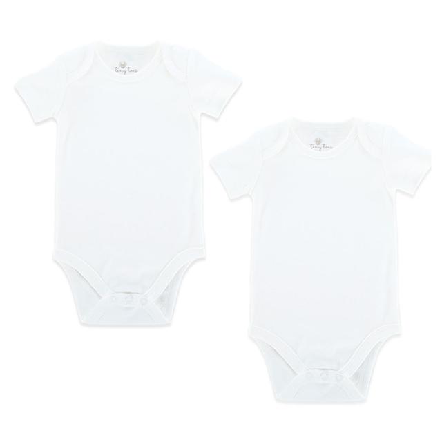 Tiny Toes - 100% Cotton Pack of 2 Short Sleeve Bodysuit - White