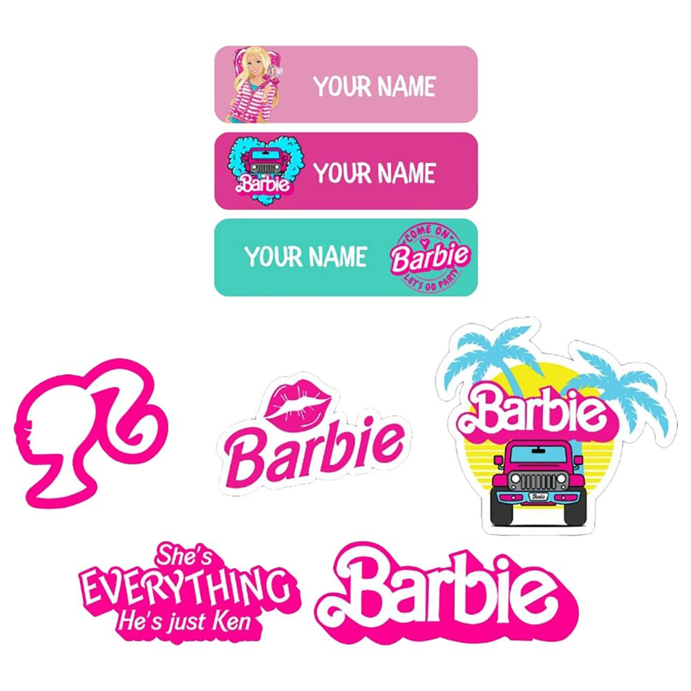 Impressions - Personalised Waterproof Labels & Style Stickers - Barbie - 35 Pcs