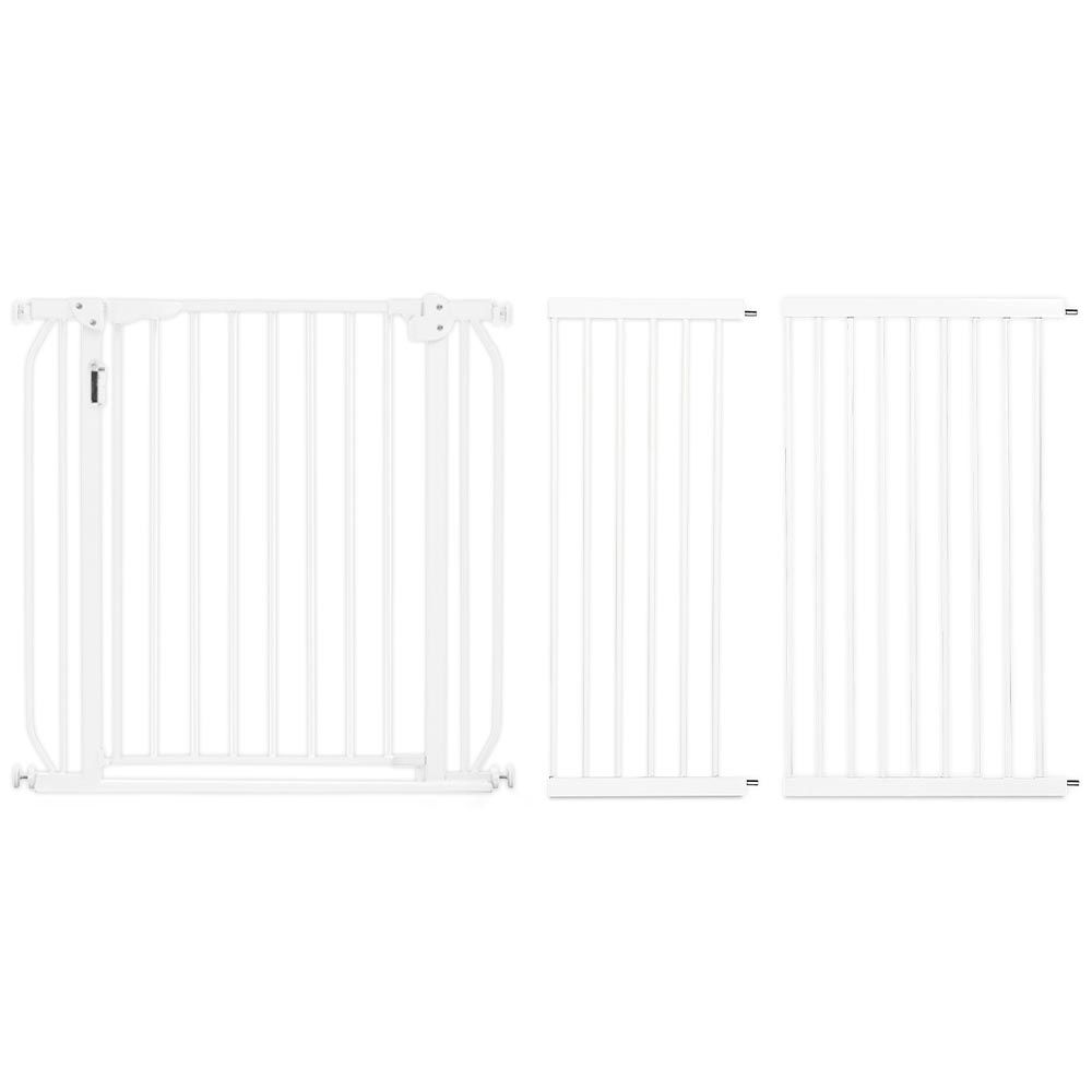 Baby Safe - Metal Safety LED Gate With Extension 30 & 45cm - White