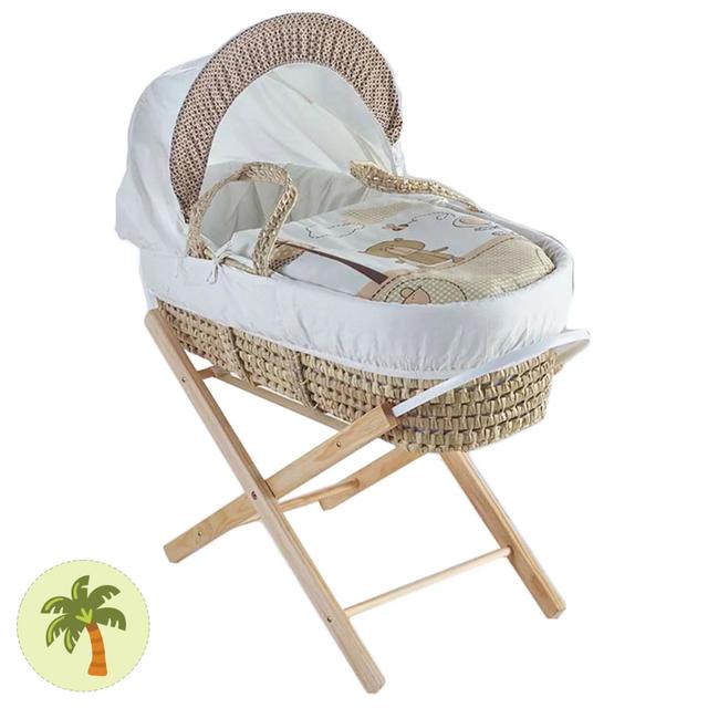 Kinder Valley - Tiny Ted Cream Palm Moses Basket With Stand