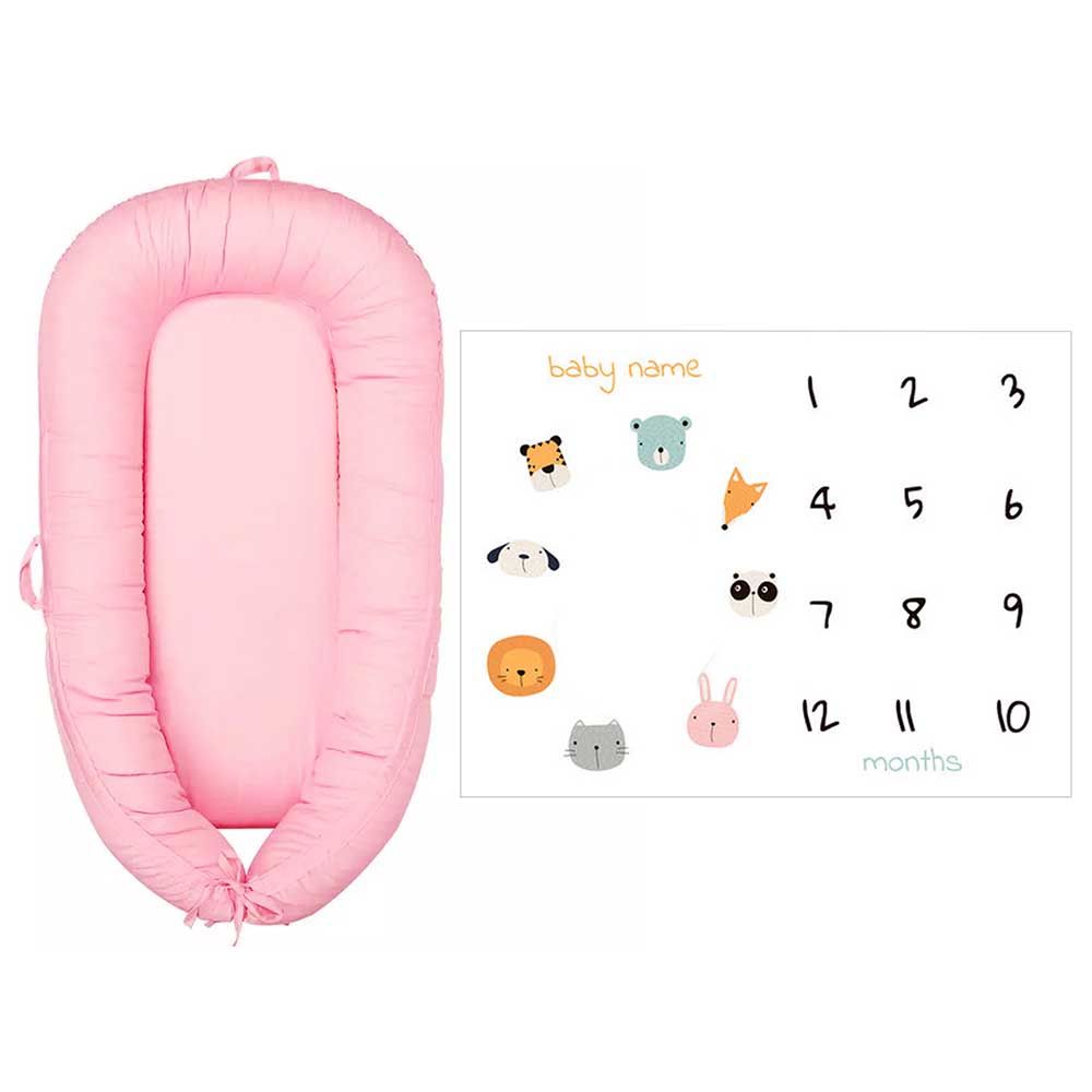 Cherubs - Portable Baby Nest W/ Monthly Milestone Blanket - Pink