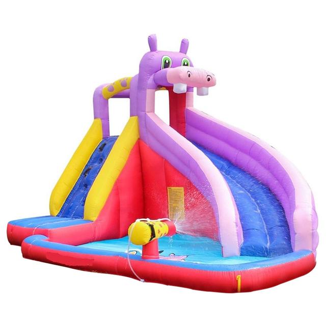Myts - Inflatable Hippo Mega Bouncer Trampoline With Slide
