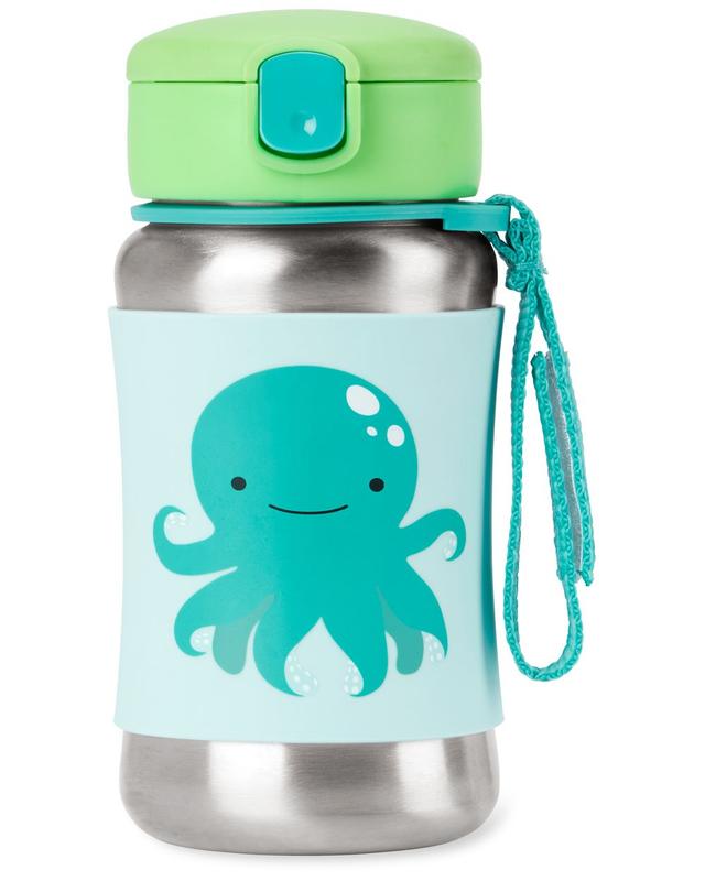 SkipHop - Zoo Stainless Steel Straw Bottle - Octopus - 350 ml