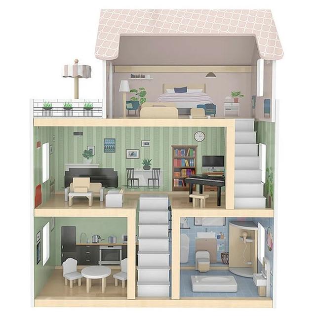 Little Angel - Modern Wooden Dollhouse For Kids W/ Realistic Design