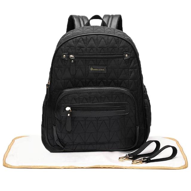 Bumble & Bird - Nylon Diaper Backpack Set - 4pcs - Black